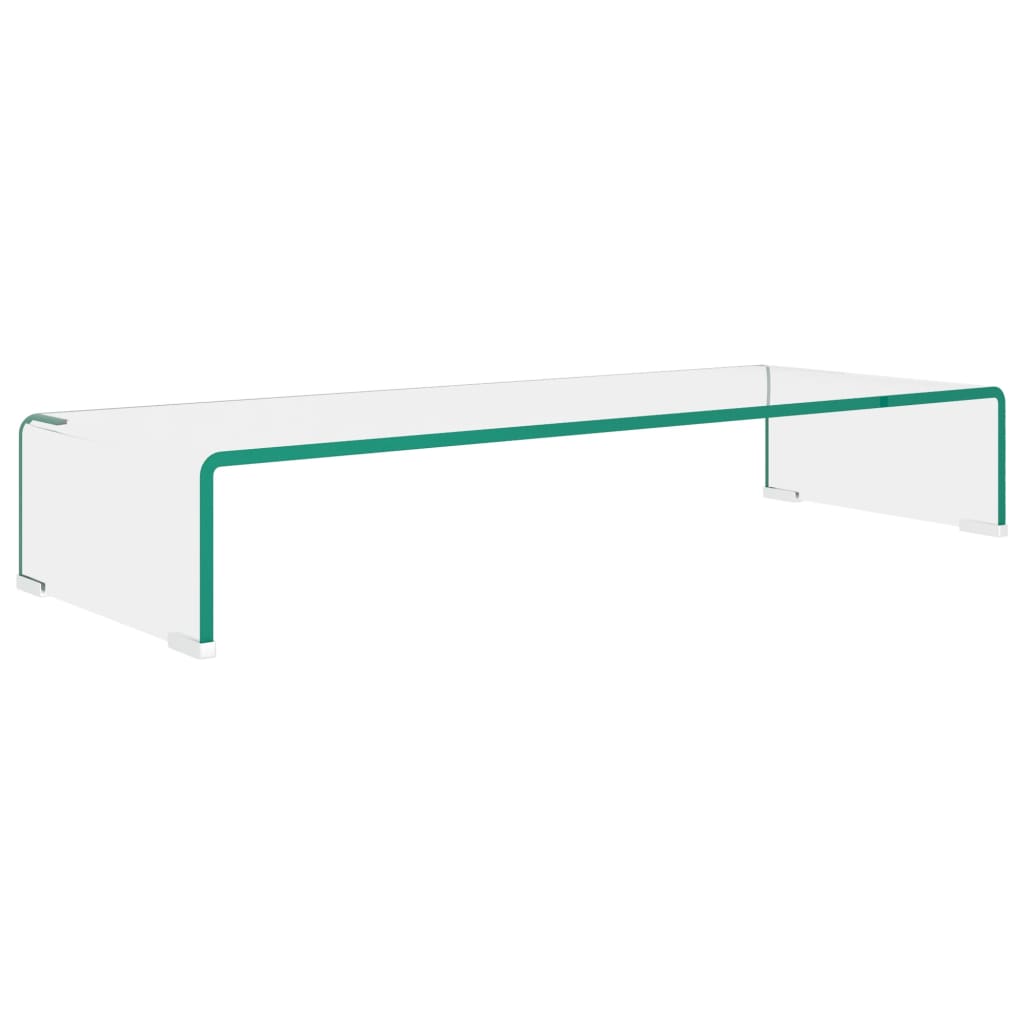 vidaXL TV Stand Monitor Riser Clear Glass Laptop Desk Shelf Desktop Stand