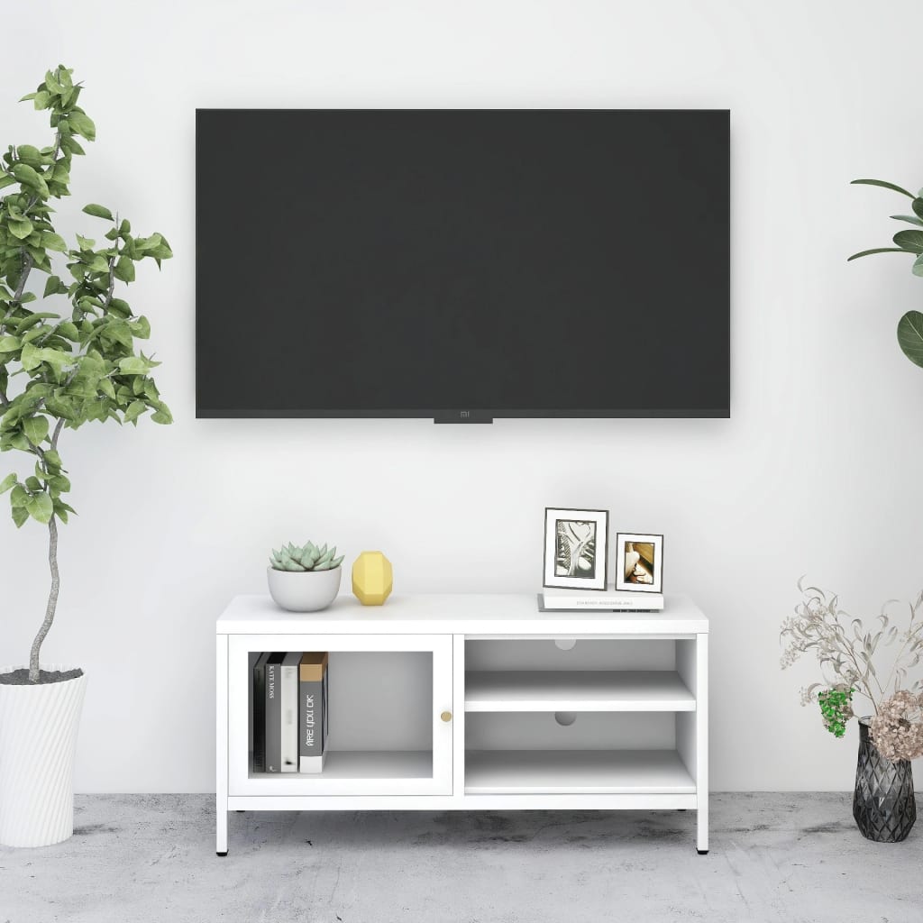 vidaXL TV Stand TV Console Sideboard TV Unit Home Media Unit Steel and Glass