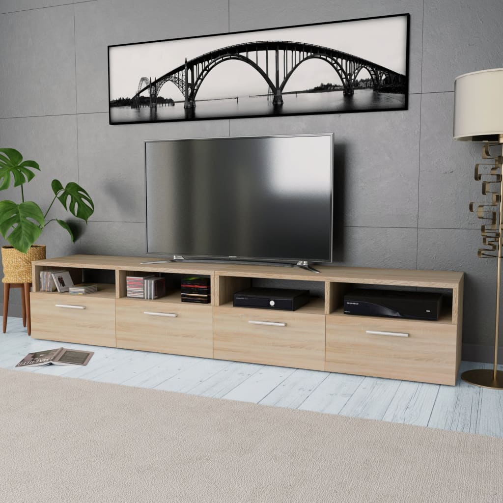 vidaXL TV Stand TV Console Sideboard TV Unit Media Unit 2 Pcs Engineered Wood