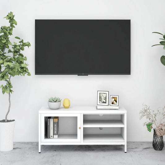 vidaXL TV Stand TV Console Sideboard TV Unit Home Media Unit Steel and Glass